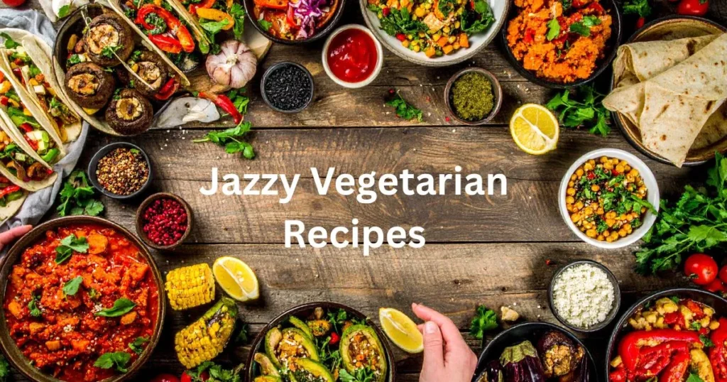 Colorful assortment of jazzy vegetarian recipes from around the world, including stuffed mushrooms, cauliflower tacos, lentil tagine, curry ramen, and more.
