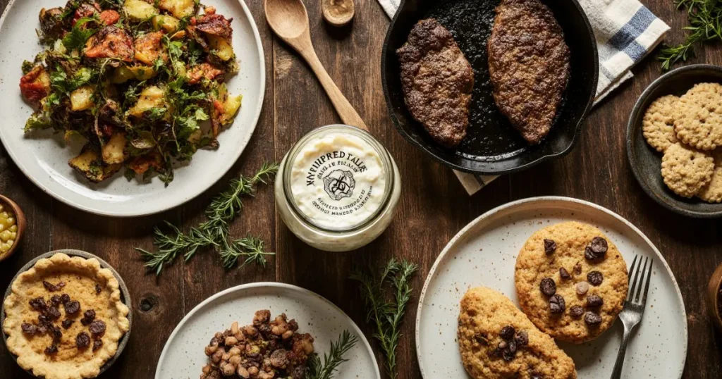 Whipped tallow used in cooking with fresh vegetables