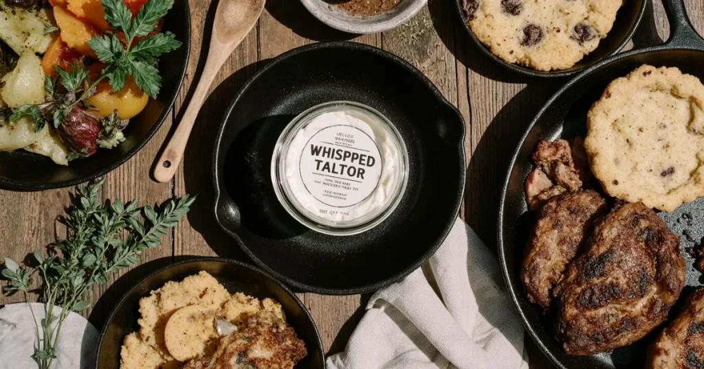 Whipped tallow used in cooking with fresh vegetables