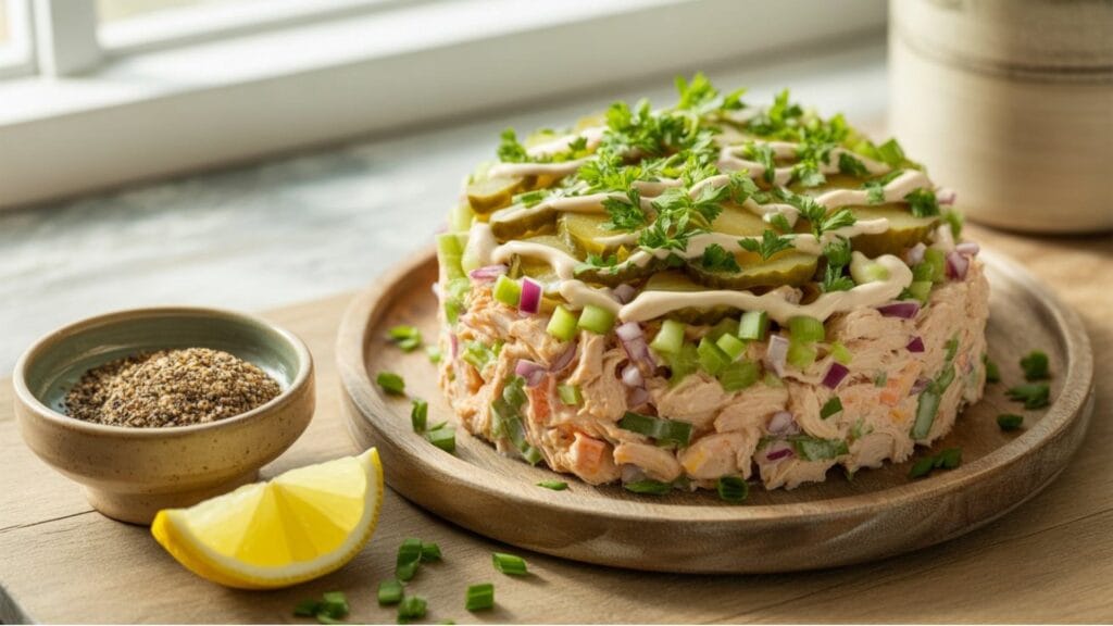 Canned chicken salad recipe served on toasted whole grain bread
