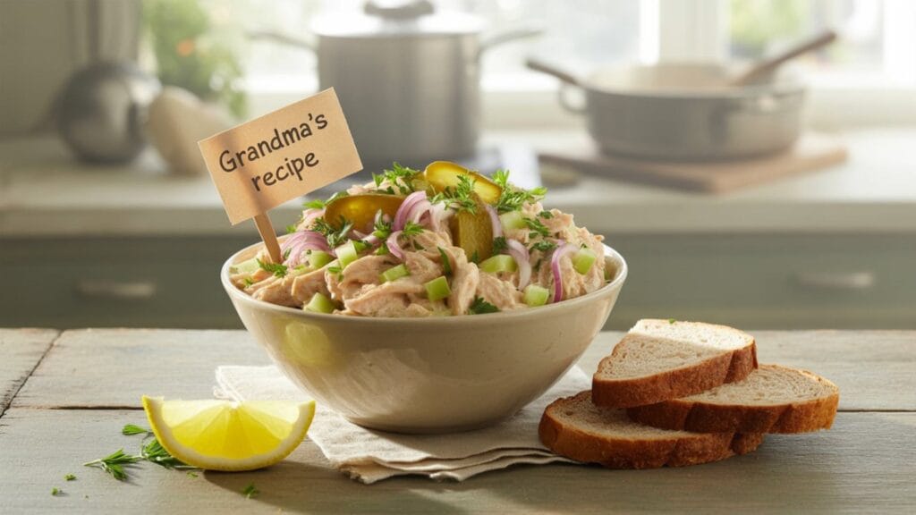 Canned chicken salad recipe served on toasted whole grain bread
