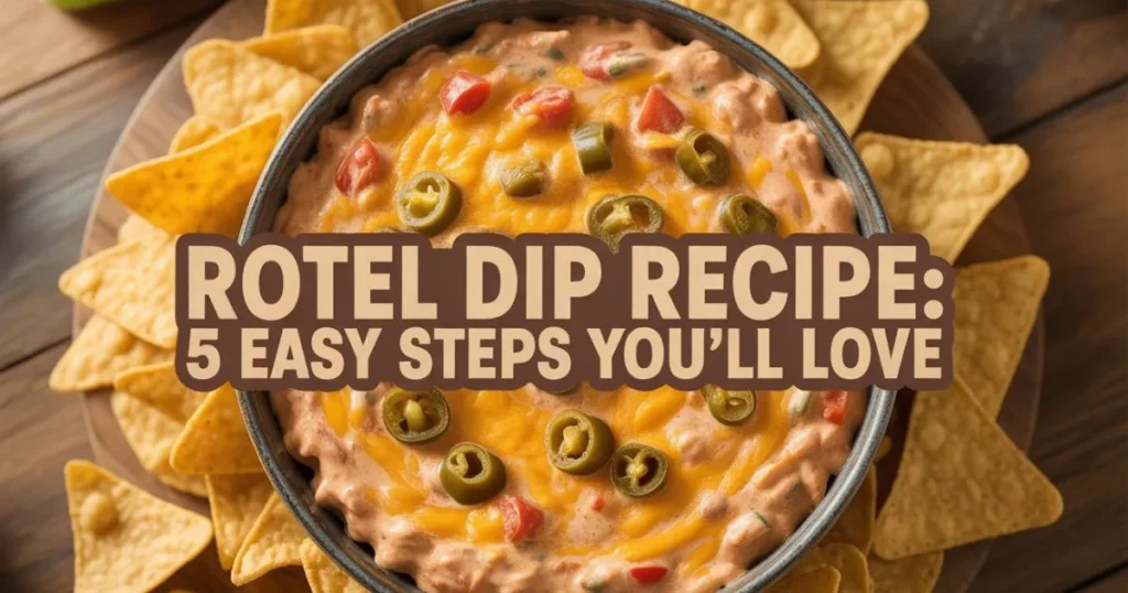 Rotel Dip Recipe with melted cheese, tomatoes, and green chilies served with tortilla chips