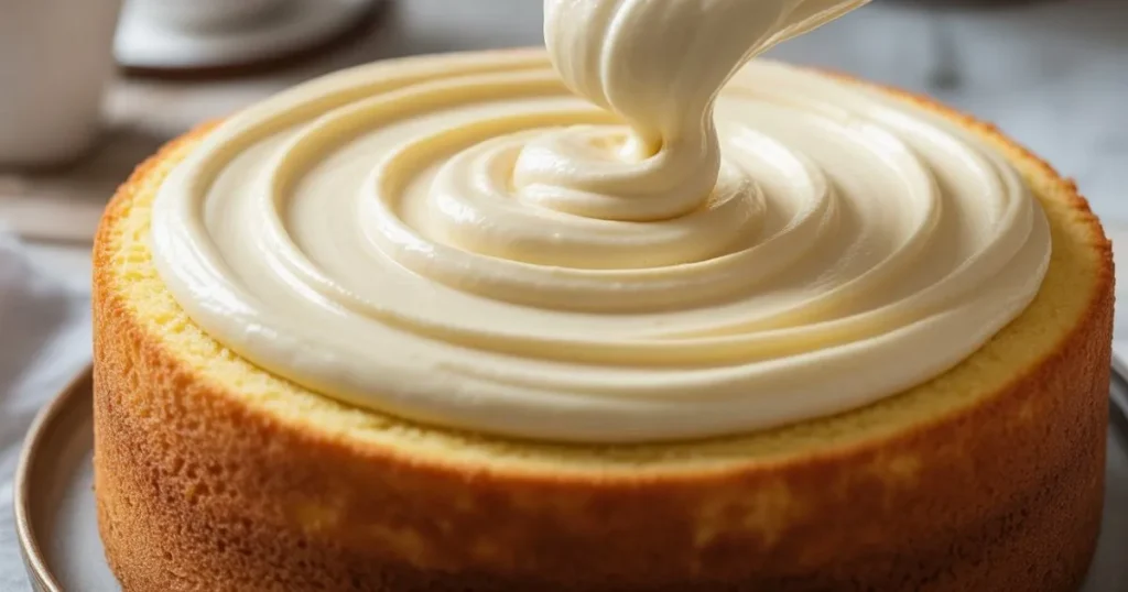 Bowl of whipped cream cheese filling ready for dessert recipes