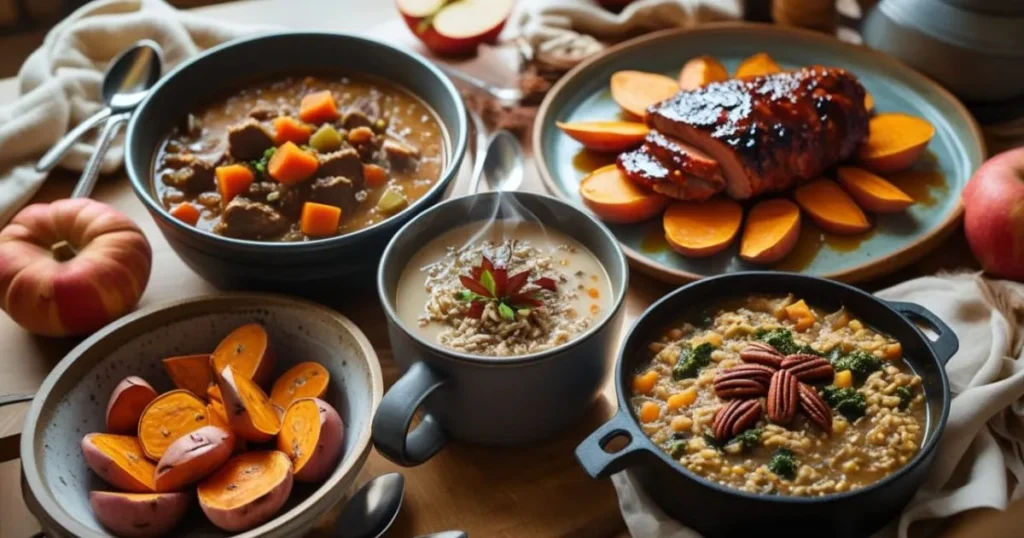 Hearty beef stew served in a rustic bowl, a cozy dish featured in Crockpot Fall Recipes for warm autumn dinners.