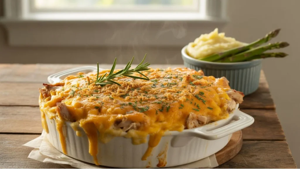 Delicious Rotisserie Chicken Casserole Recipes with cheesy, golden topping