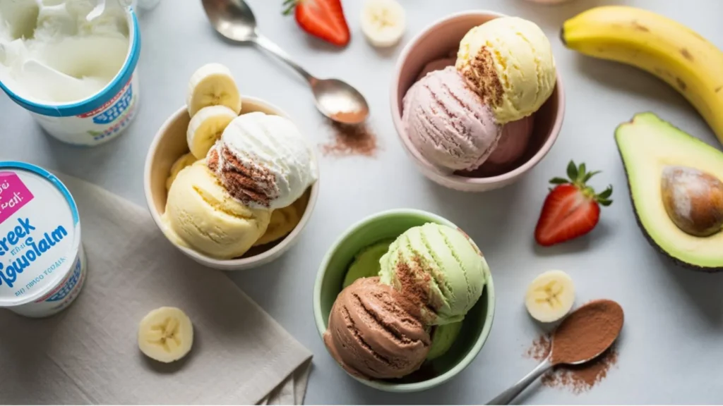 Creamy and nutritious healthy homemade ice cream for toddlers topped with fresh fruit