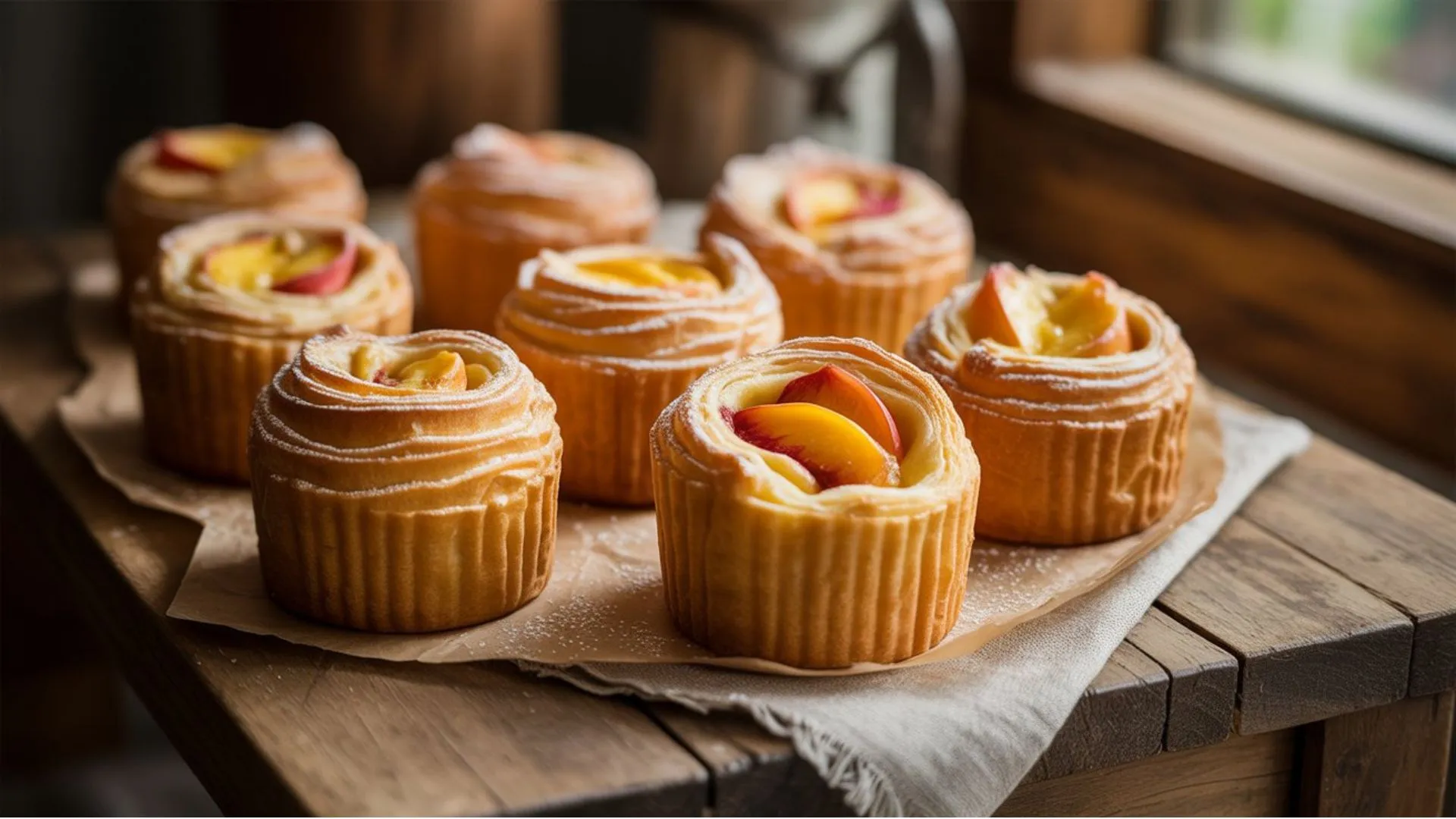 Easy Peach Pie Cruffins Recipe served fresh and ready to eat