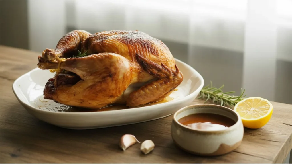 Rotisserie chicken dinner with vegetables demonstrating healthy balanced meal with convenient protein source