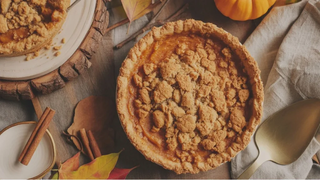 Slice of Pumpkin Pie Crisp on a plate with whipped cream, revealing the creamy pumpkin layer beneath a buttery, crispy topping.