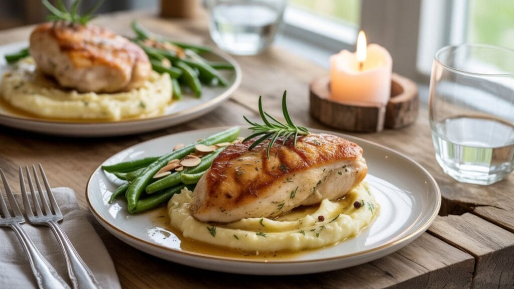 Easy Chicken Recipes For Two served in a skillet with seared chicken breasts, cherry tomatoes, and fresh parsley, ready in 30 minutes.
