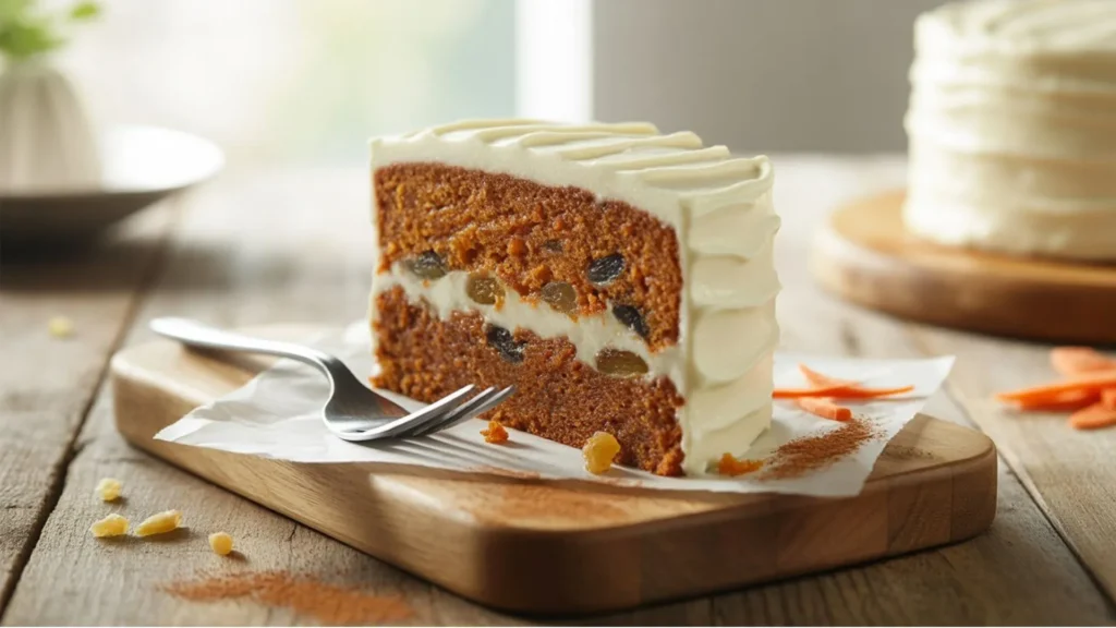 Gluten Free Carrot Cake layered round cake with smooth cream cheese icing, spiced crumb, and crumb coat, perfect dessert shot