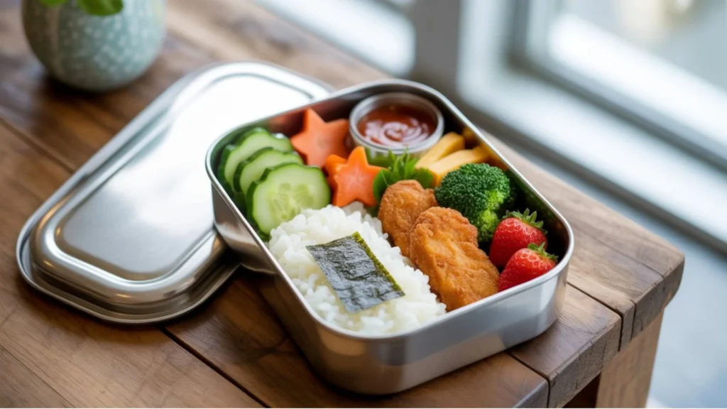 🍱 Colorful and healthy school lunch ideas featuring balanced meals with fruits, veggies, sandwiches, and protein snacks neatly packed in lunchboxes.