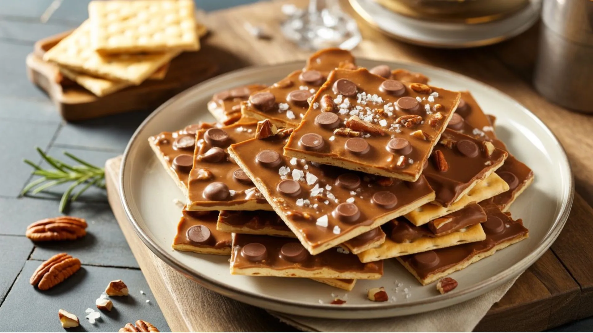 christmas crack recipe saltines holiday dessert made with butter, brown sugar, and saltine crackers