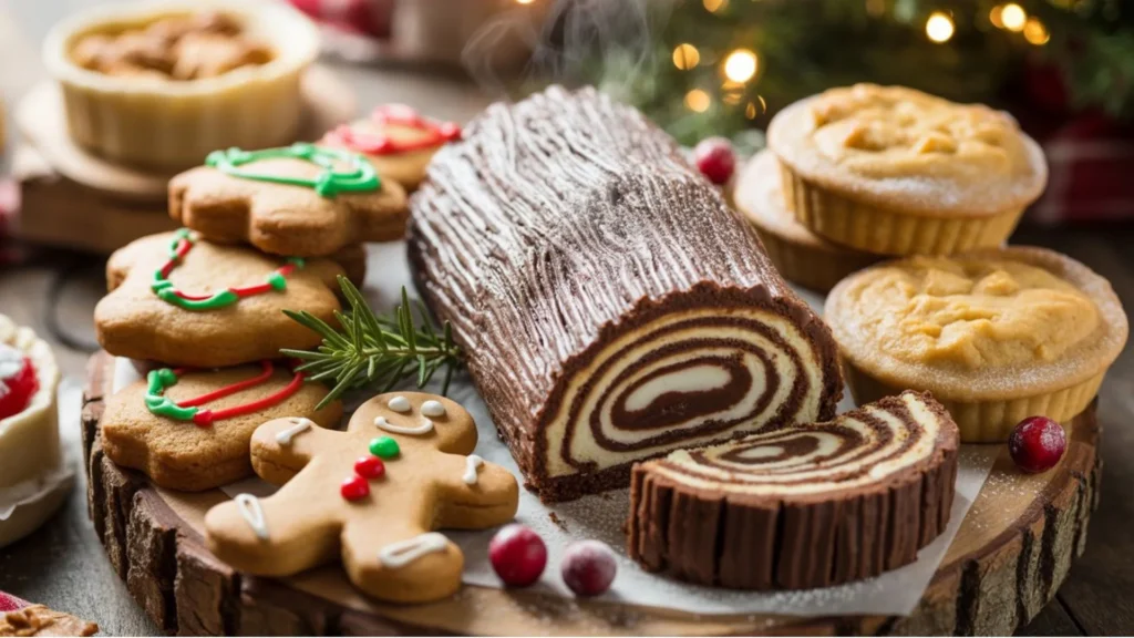 gluten free christmas desserts assortment on a holiday table