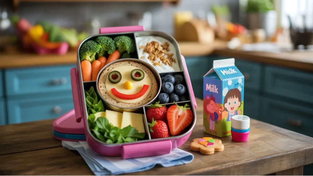 kids lunch box ideas showing a variety of easy, nutritious meals arranged neatly for school lunches