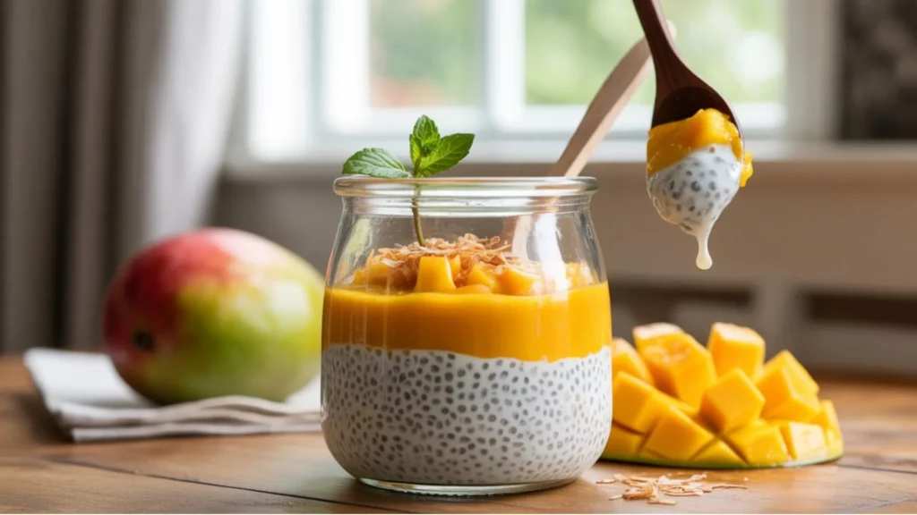 Mango Coconut Protein Chia Seed Pudding