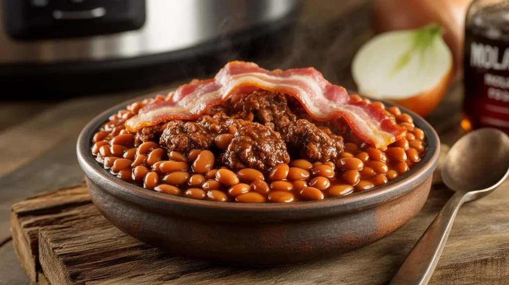 Slow Cooker Baked Beans with Ground Beef