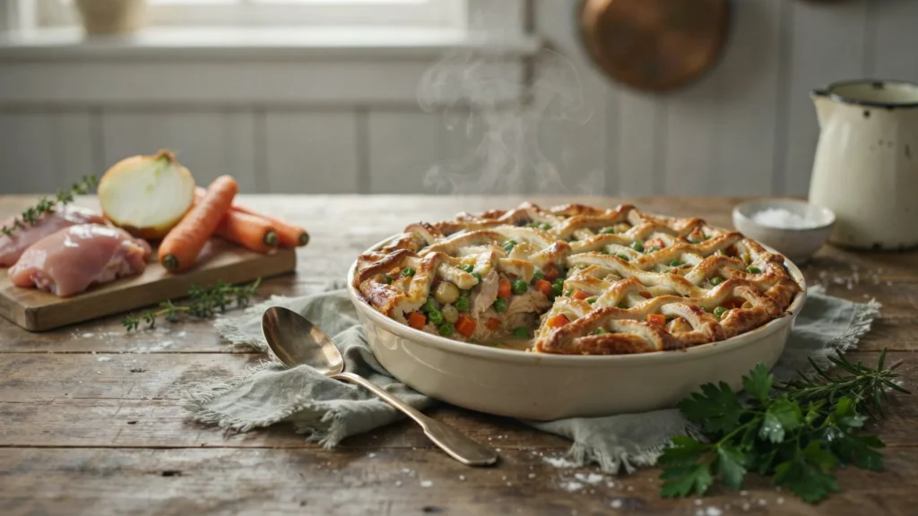 Chicken Cobbler with tender chicken and vegetables