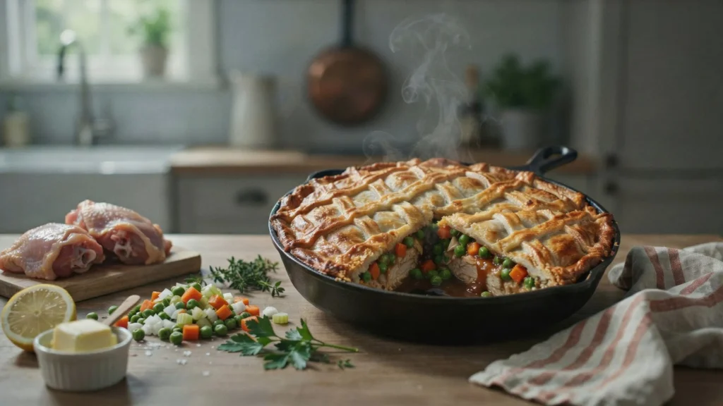 Classic Chicken Cobbler with fluffy biscuit crust
