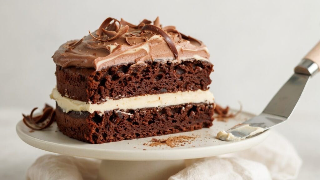 Decadent Chocolate Cream Cheese Frosting swirled onto chocolate cupcakes, creating a rich and flavorful dessert topping.