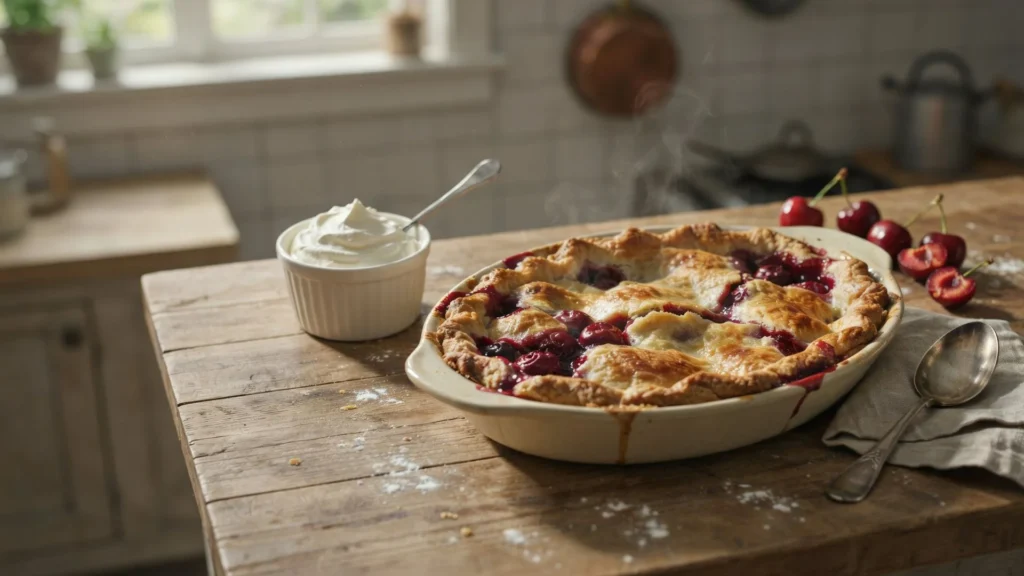 Fresh cherry cobbler dessert recipe