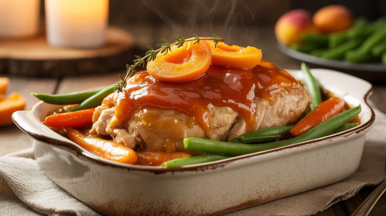 Homemade-Amish-Style-Apricot-Chicken-featuring-tender-chicken-covered-in-a-rich-apricot-glaze