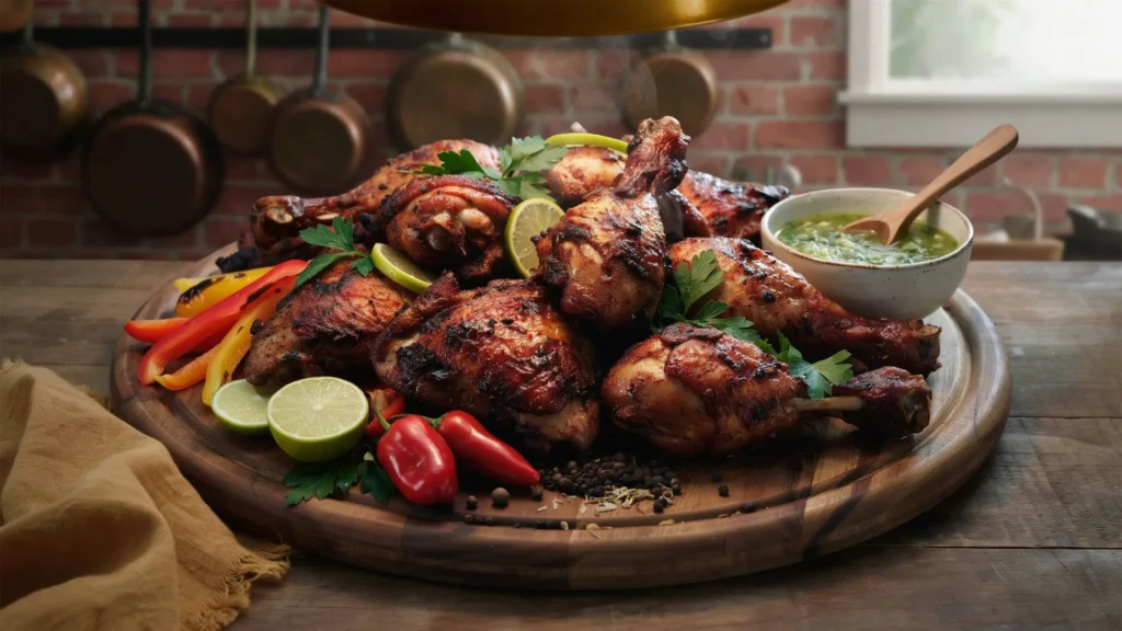 Homemade jerk chicken recipe with bold smoky flavors, crispy skin, and traditional Jamaican jerk marinade