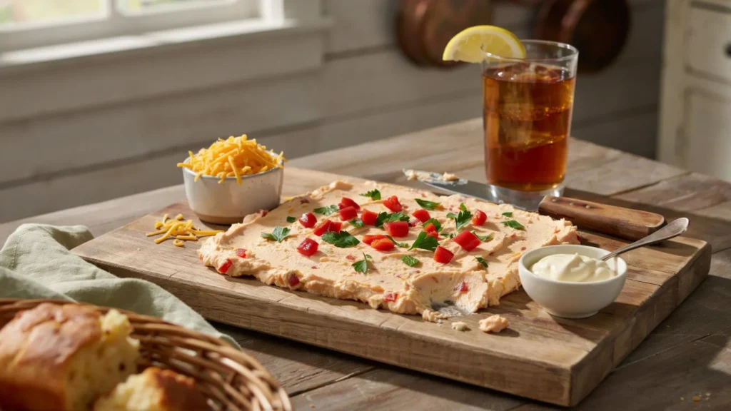 Pimento Cheese Recipe made with sharp cheddar, pimentos, and cream cheese served as a creamy Southern spread