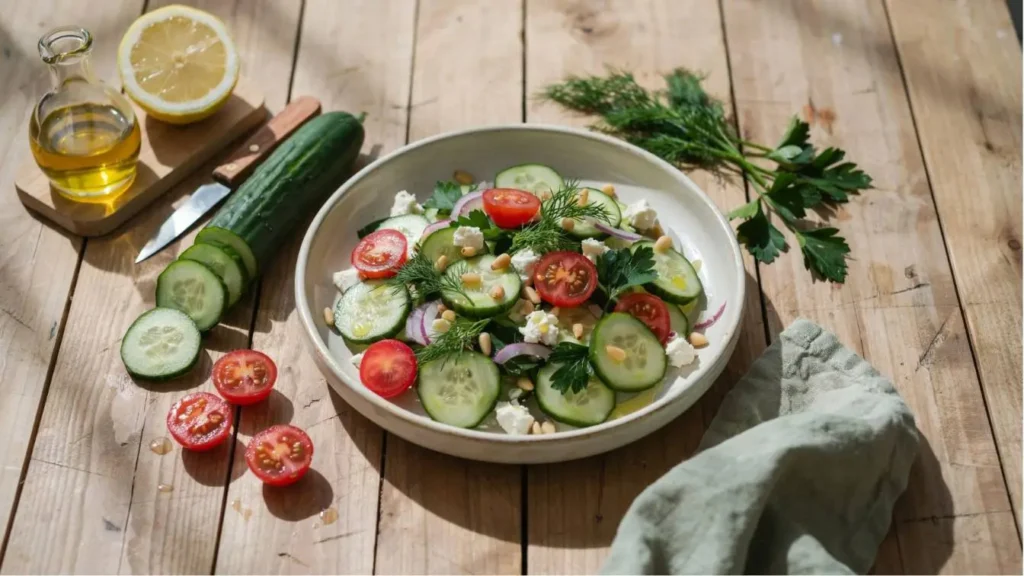 Healthy Cucumber Salad perfect for BBQs, picnics, potlucks, and easy family dinners