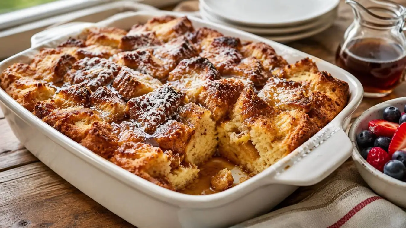 Golden French Toast Casserole with Crunchy Pecans