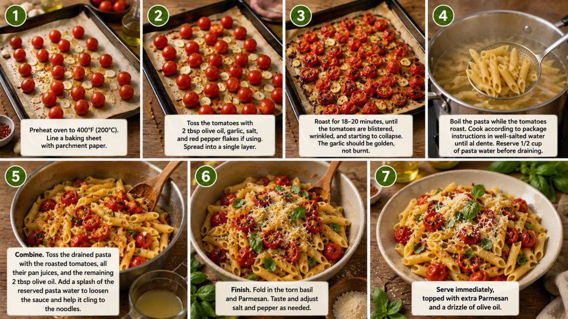 Step-by-Step Roasted Cherry Tomato Pasta Recipe