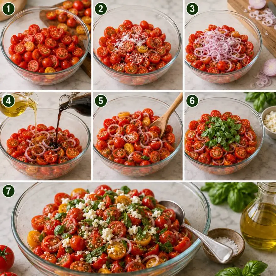 step by step cherry tomatoes salad recipe